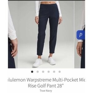 🍋EUC LULULEMON Warpstreme Multi-Pocket Mid-Rise Golf Cropped Pant 28" True Navy